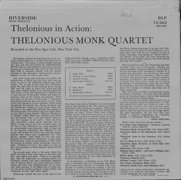 The Thelonious Monk Quartet - Thelonious In Action (Vinyl, LP, Albu...