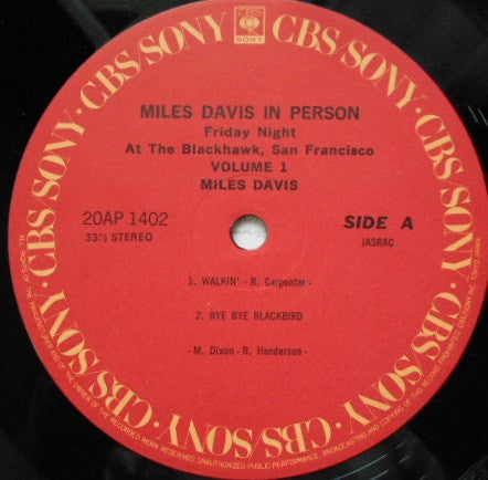 Miles Davis - In Person, Friday Night At The Blackhawk, San Francisco, Volume I (Vinyl, LP, Album, Reissue, Stereo) Very Good Plus (VG+) / Very Good (VG)