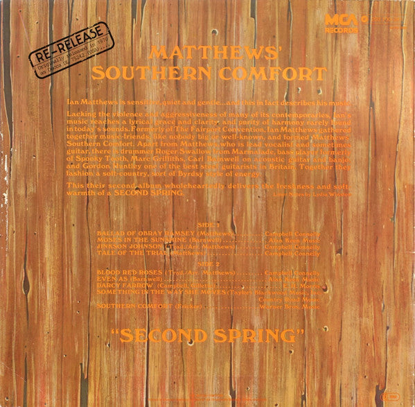 Matthews' Southern Comfort - Second Spring (Vinyl, LP, Album, Reissue) Very Good Plus (VG+) / Very Good Plus (VG+)
