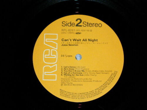 Juice Newton - Can't Wait All Night (Vinyl, LP, Album) Very Good (VG) / Very Good (VG)