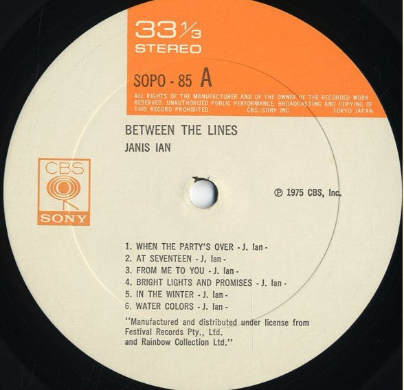 Janis Ian - Between The Lines (Vinyl, LP, Album, Stereo)