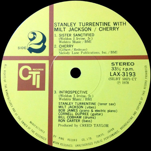 Stanley Turrentine - Cherry (Vinyl, LP, Album, Limited Edition, Reissue, Stereo) Very Good (VG) / Very Good Plus (VG+)