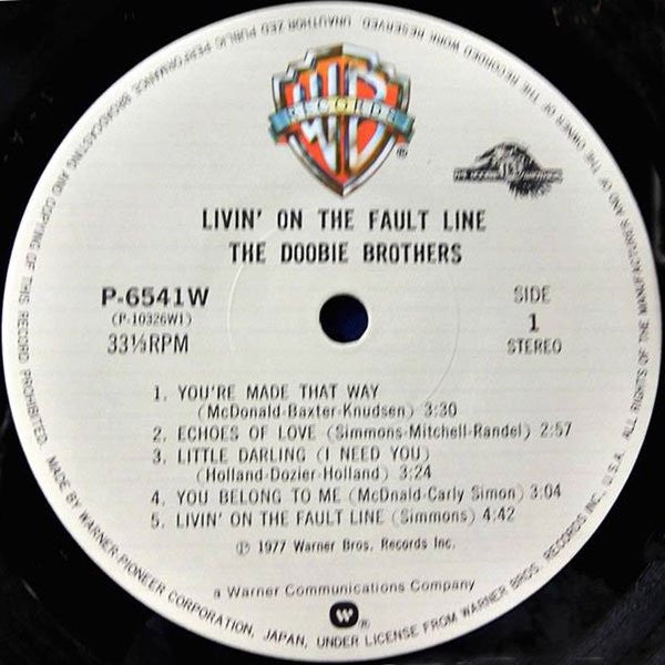 The Doobie Brothers - Livin' On The Fault Line (Vinyl, LP, Album, Reissue) Very Good (VG) / Very Good (VG)