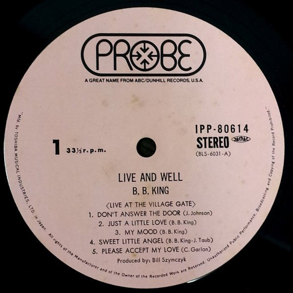 BB King - Live & Well (Vinyl, LP, Album) Very Good Plus (VG+) / Good (G)