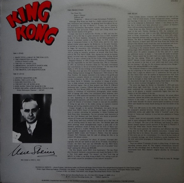 National Philharmonic Orchestra - King Kong: The Original Motion Picture Score 1933 (Vinyl, LP, Stereo) Very Good (VG) / Very Good (VG)