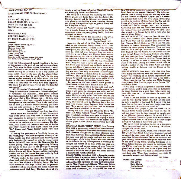 Emile Barnes' New Orleans Band - Emile Barnes New Orleans Band (Vinyl, LP) Very Good (VG) / Very Good Plus (VG+)