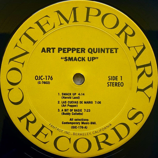 Art Pepper Quintet - Smack Up (Vinyl, LP, Album, Reissue, Stereo) Good Plus (G+) / Very Good (VG)