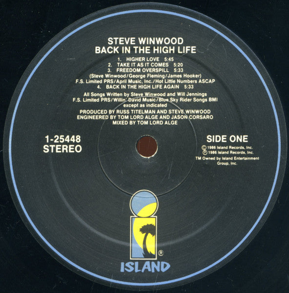 Steve Winwood - Back In The High Life (Vinyl, LP, Album, Stereo) Very Good (VG) / Very Good Plus (VG+)