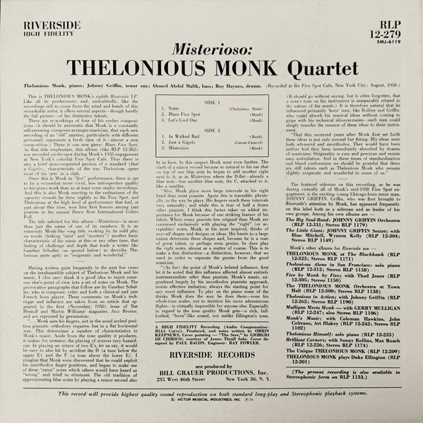 The Thelonious Monk Quartet - Misterioso (Vinyl, LP, Album, Reissue...