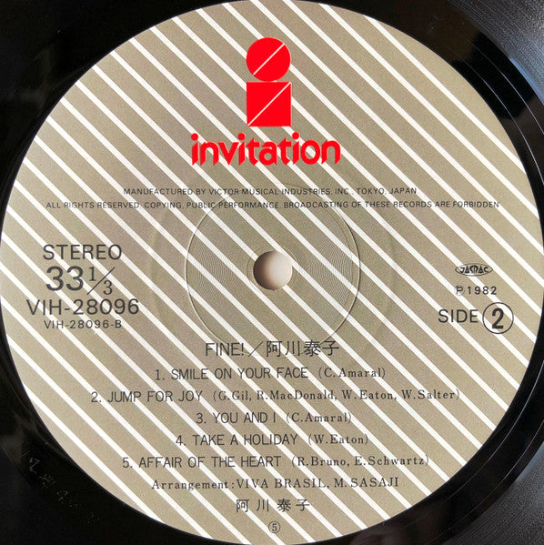 Yasuko Agawa - Fine! (Vinyl, LP, Album, Stereo)