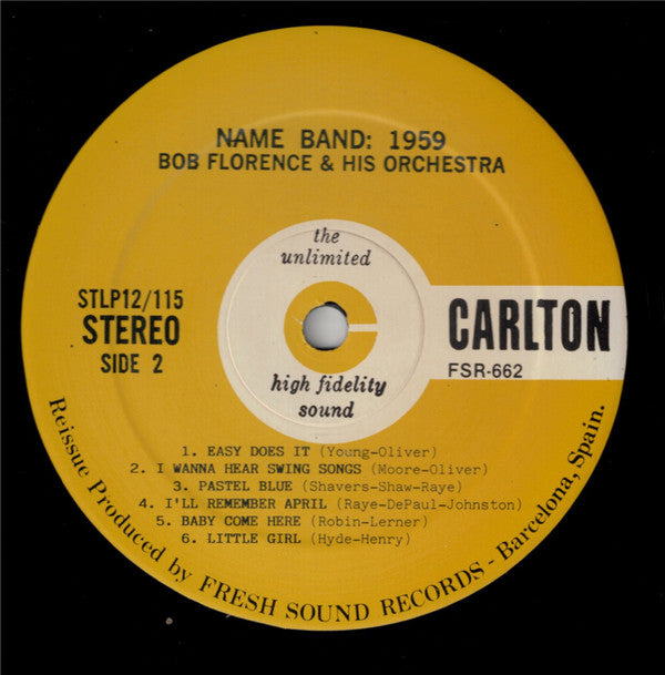 Bob Florence And His Orchestra - Name Band: 1959 (Vinyl, LP, Album, Reissue) Very Good (VG) / Good Plus (G+)