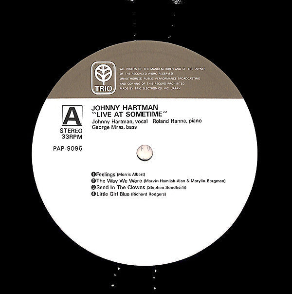 Johnny Hartman - Live At Sometime (Vinyl, LP, Album) Very Good Plus (VG+) / Very Good Plus (VG+)