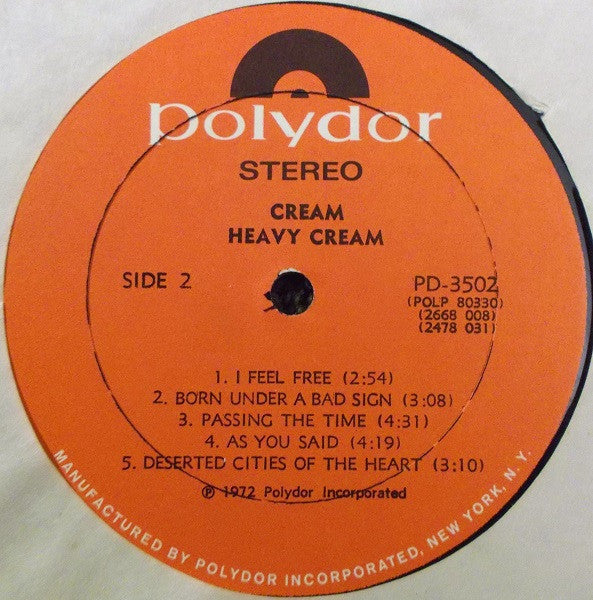 Cream (2) - Heavy Cream (2xVinyl, LP, Compilation, Stereo) Very Good (VG) / Good Plus (G+)