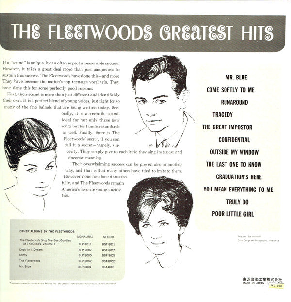 The Fleetwoods - The Fleetwoods Greatest Hits (Vinyl, LP, Compilation, Reissue) Very Good Plus (VG+) / Very Good Plus (VG+)