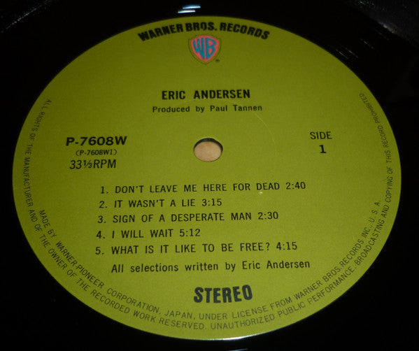 Eric Andersen (2) - Eric Andersen (Vinyl, LP, Album) Very Good Plus (VG+) / Very Good (VG)