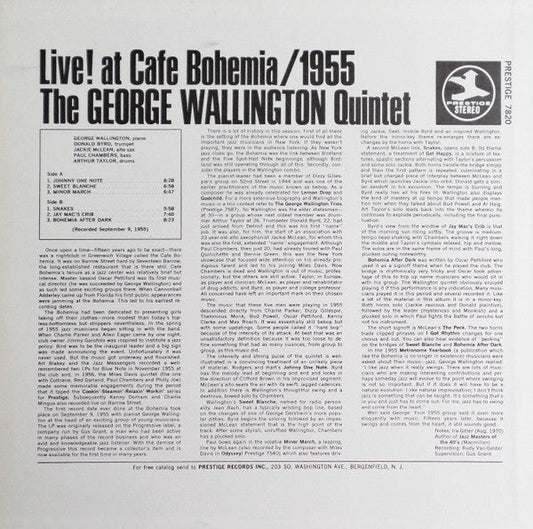 George Wallington Quintet - Live! At Cafe Bohemia/1955 (Vinyl, LP, ...