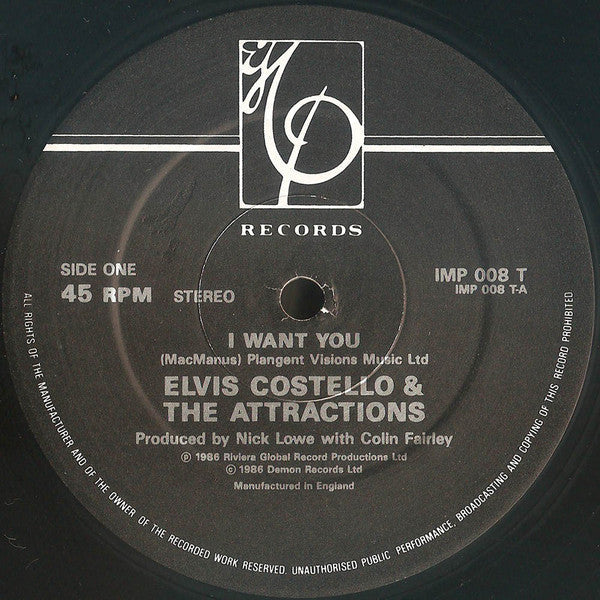 Elvis Costello & The Attractions - I Want You (Vinyl, 12", 45 RPM, ...