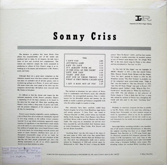 Sonny Criss - Sonny Criss Plays Cole Porter (Vinyl, LP, Album, Reis...