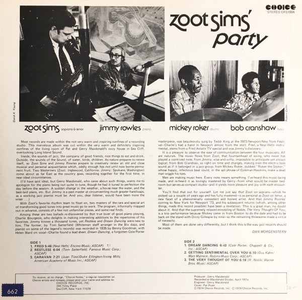 Zoot Sims - Zoot Sims' Party (Vinyl, LP, Album)