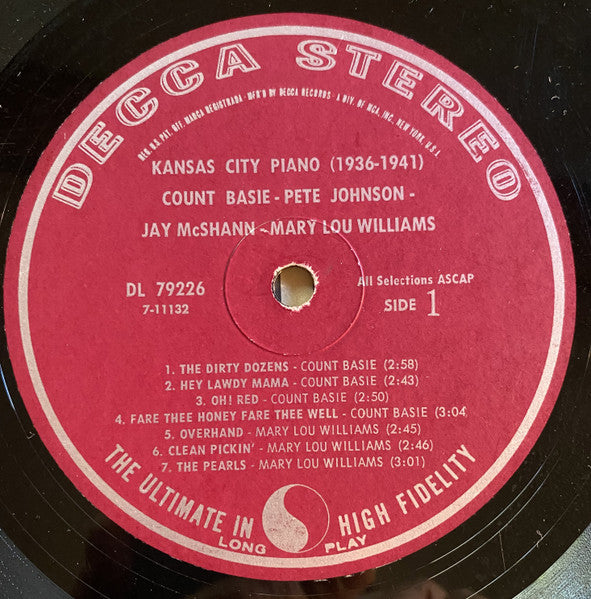 Count Basie - Kansas City Piano (1936-1941) (Vinyl, LP, Stereo, Compilation) Very Good Plus (VG+) / Very Good Plus (VG+)