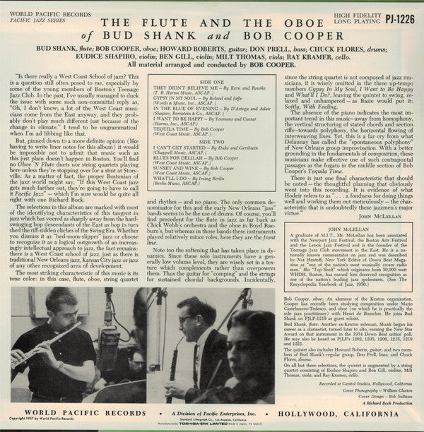 Bud Shank - Flute 'N Oboe (Vinyl, LP, Album, Reissue, Mono) Very Good Plus (VG+) / Very Good Plus (VG+)