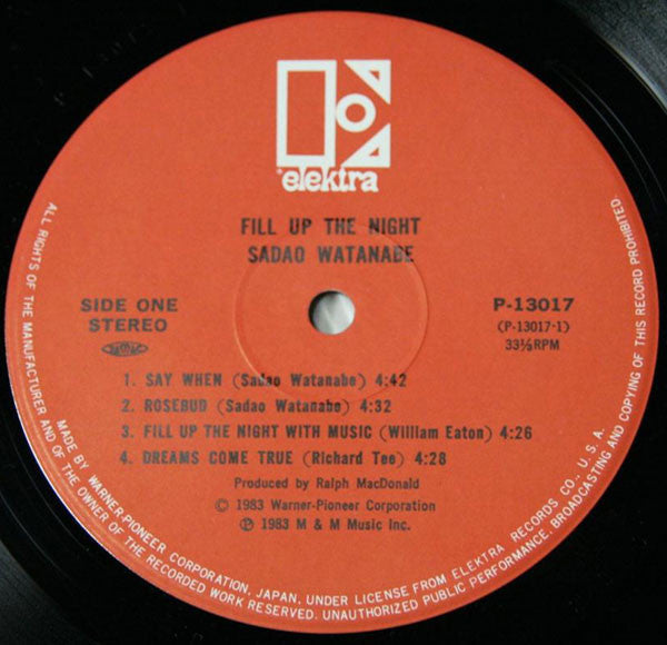 Sadao Watanabe - Fill Up The Night (Vinyl, LP, Album)