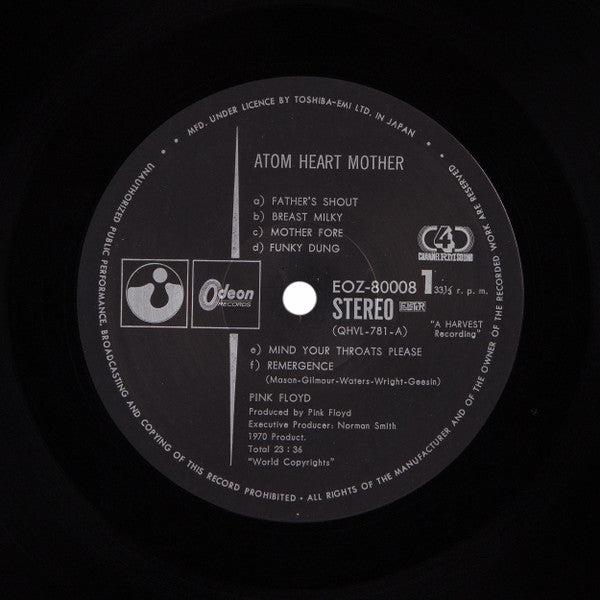 Pink Floyd - Atom Heart Mother (Vinyl, LP, Album, Reissue, Quadraphonic) Very Good Plus (VG+) / Very Good (VG)