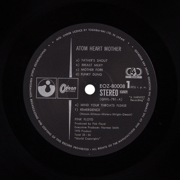 Pink Floyd - Atom Heart Mother (Vinyl, LP, Album, Reissue, Quadraphonic) Very Good Plus (VG+) / Very Good (VG)