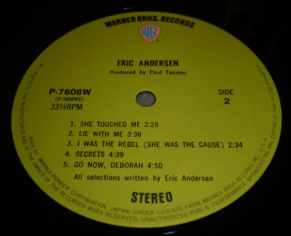 Eric Andersen (2) - Eric Andersen (Vinyl, LP, Album) Very Good Plus (VG+) / Very Good (VG)