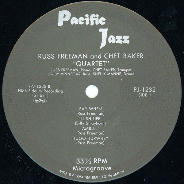 Chet Baker Quartet - Quartet: Russ Freeman Chet Baker (Vinyl, LP, Album, Reissue, Mono) Very Good Plus (VG+) / Very Good Plus (VG+)