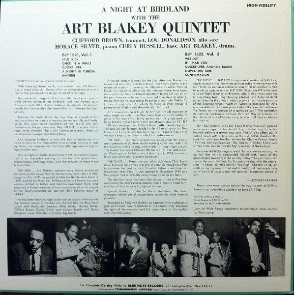 Art Blakey Quintet - A Night At Birdland Volume 2 (Vinyl, LP, Compi...