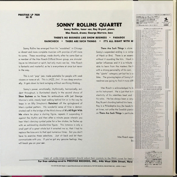 Sonny Rollins - Worktime (Vinyl, LP, Album, Mono, Reissue) Near Mint (NM or M-) / Very Good Plus (VG+)
