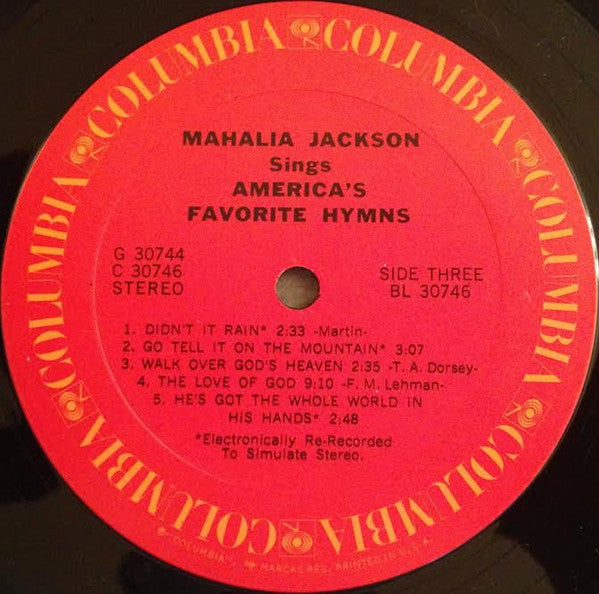 Mahalia Jackson - Mahalia Jackson Sings America's Favorite Hymns (2xVinyl, LP, Compilation) Very Good Plus (VG+) / Very Good Plus (VG+)