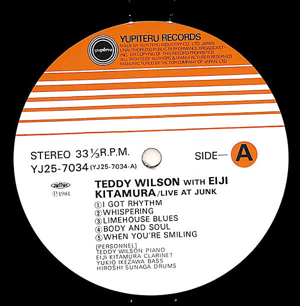 Teddy Wilson - Live At Junk (Vinyl, LP, Album) Very Good Plus (VG+) / Very Good Plus (VG+)