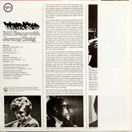 Bill Evans - What's New (Vinyl, LP, Album, Reissue) Good Plus (G+) / Very Good (VG)