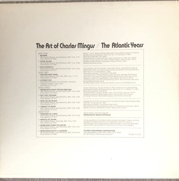 Charles Mingus - The Art Of Charles Mingus (The Atlantic Years) (2xVinyl, LP, Compilation) Very Good Plus (VG+) / Very Good Plus (VG+)