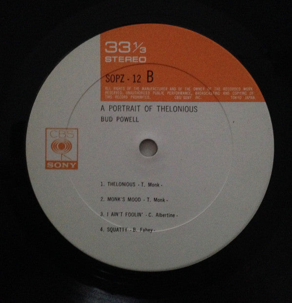 Bud Powell - A Portrait Of Thelonious (Vinyl, LP, Album, Reissue, S...