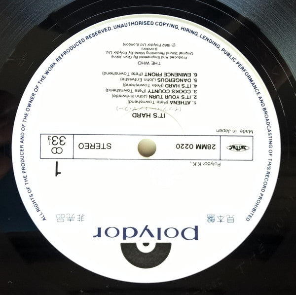 The Who - It's Hard (Vinyl, LP, Album, Promo) Near Mint (NM or M-) / Near Mint (NM or M-)