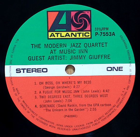 The Modern Jazz Quartet - The Modern Jazz Quartet At Music Inn (Vinyl, LP, Album, Reissue, Stereo) Near Mint (NM or M-) / Very Good Plus (VG+)