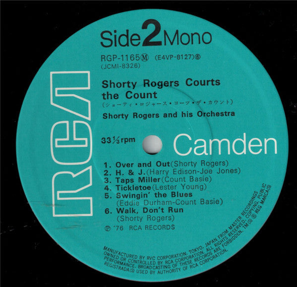 Shorty Rogers - Shorty Rogers Courts The Count (Vinyl, LP, Album, Reissue, Mono) Very Good Plus (VG+) / Very Good (VG)