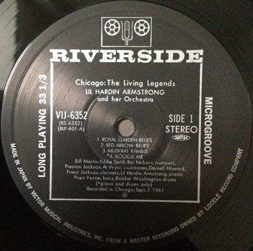 Lil Hardin Armstrong And Her Orchestra - Chicago - The Living Legends (Vinyl, LP, Album, Reissue) Near Mint (NM or M-) / Very Good (VG)