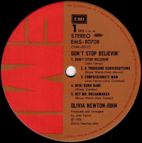 Olivia Newton-John - Don't Stop Believin' (Vinyl, LP, Album, Stereo) Very Good Plus (VG+) / Very Good Plus (VG+)