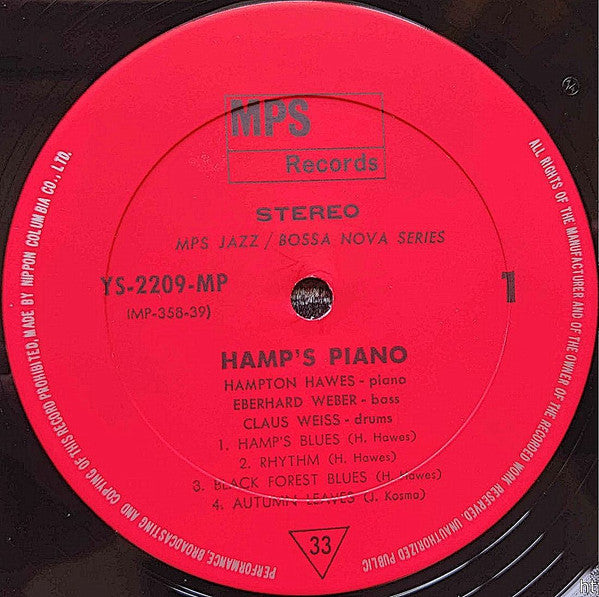 Hampton Hawes - Hamp's Piano (Vinyl, LP) Very Good (VG) / Very Good Plus (VG+)