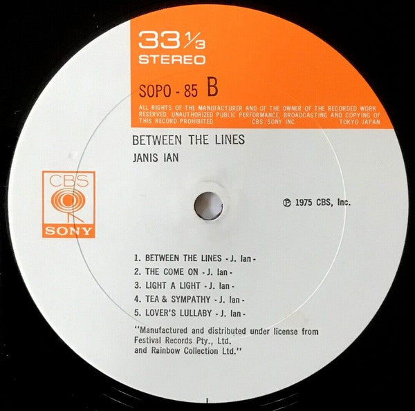 Janis Ian - Between The Lines (Vinyl, LP, Album, Stereo)