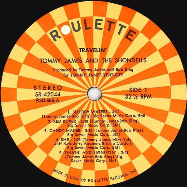 Tommy James & The Shondells - Travelin' (Vinyl, LP, Album) Very Good Plus (VG+) / Good (G)