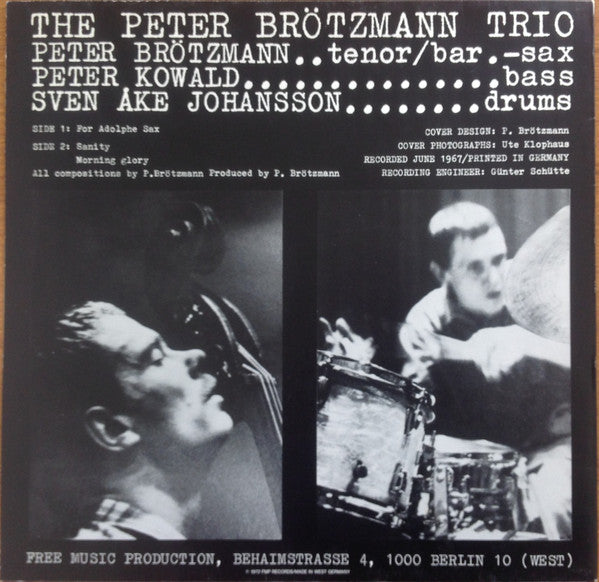 The Peter Brötzmann Trio - For Adolphe Sax (Vinyl, LP, Repress) Very Good Plus (VG+) / Very Good (VG)
