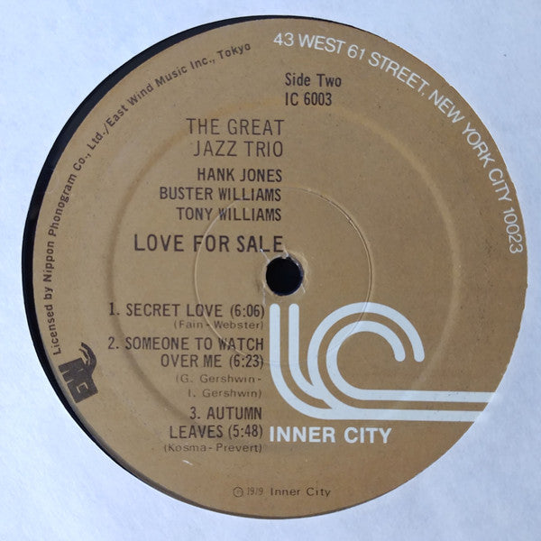 The Great Jazz Trio - Love For Sale (Vinyl, LP, Album, Reissue) Good Plus (G+) / Good Plus (G+)
