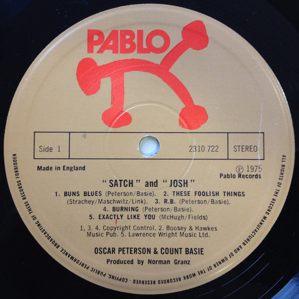 Oscar Peterson - "Satch" And "Josh" (Vinyl, LP, Album, Stereo) Very Good (VG) / Good Plus (G+)