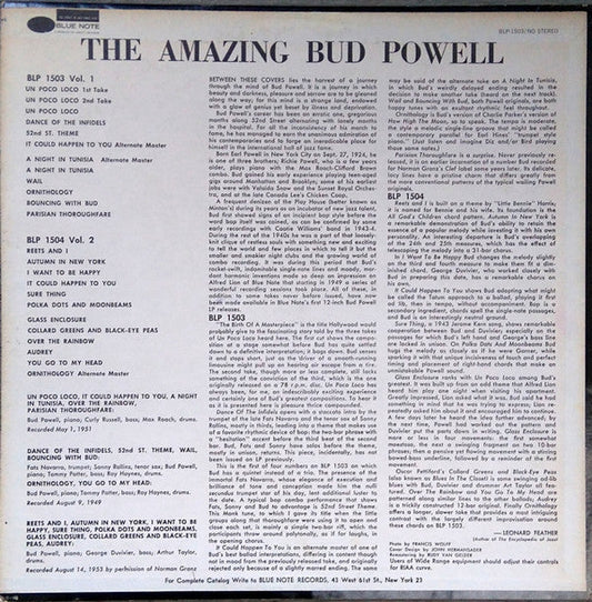 Bud Powell - The Amazing Bud Powell, Volume 1 (Vinyl, LP, Album, Mono, Reissue, Remastered) Very Good Plus (VG+) / Very Good Plus (VG+)