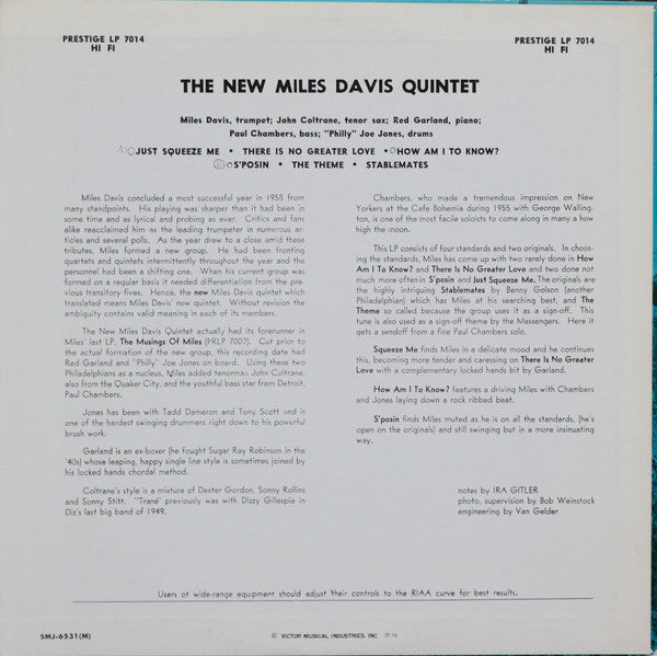 The Miles Davis Quintet - Miles (Vinyl, LP, Album, Mono, Reissue)